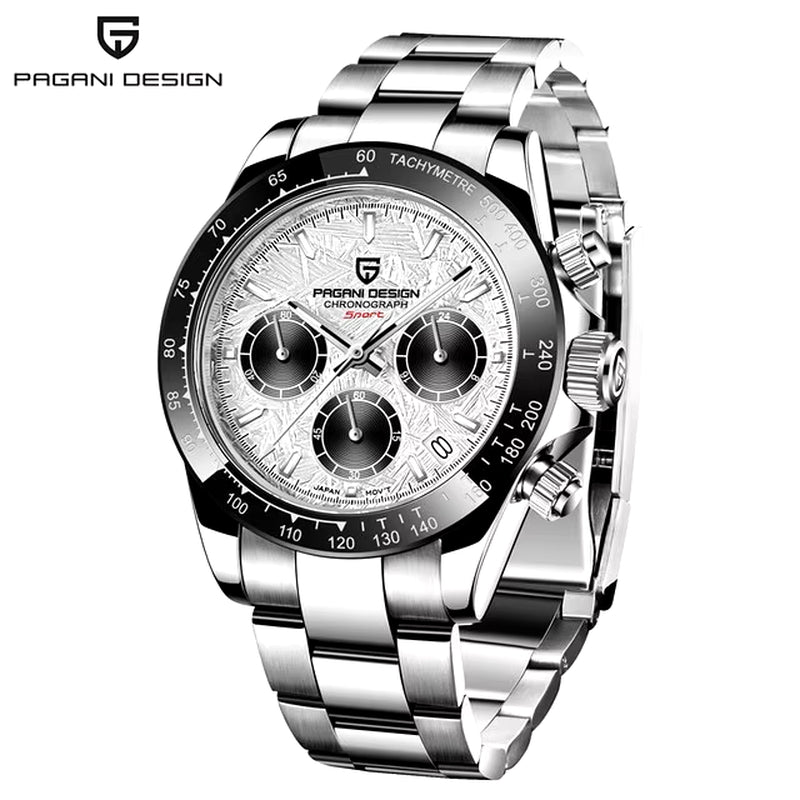 40Mm New V2 Men'S Quartz Watches Sapphire Retro Chronograph Stainless Steel Waterproof Watch Men Relogio Masculino