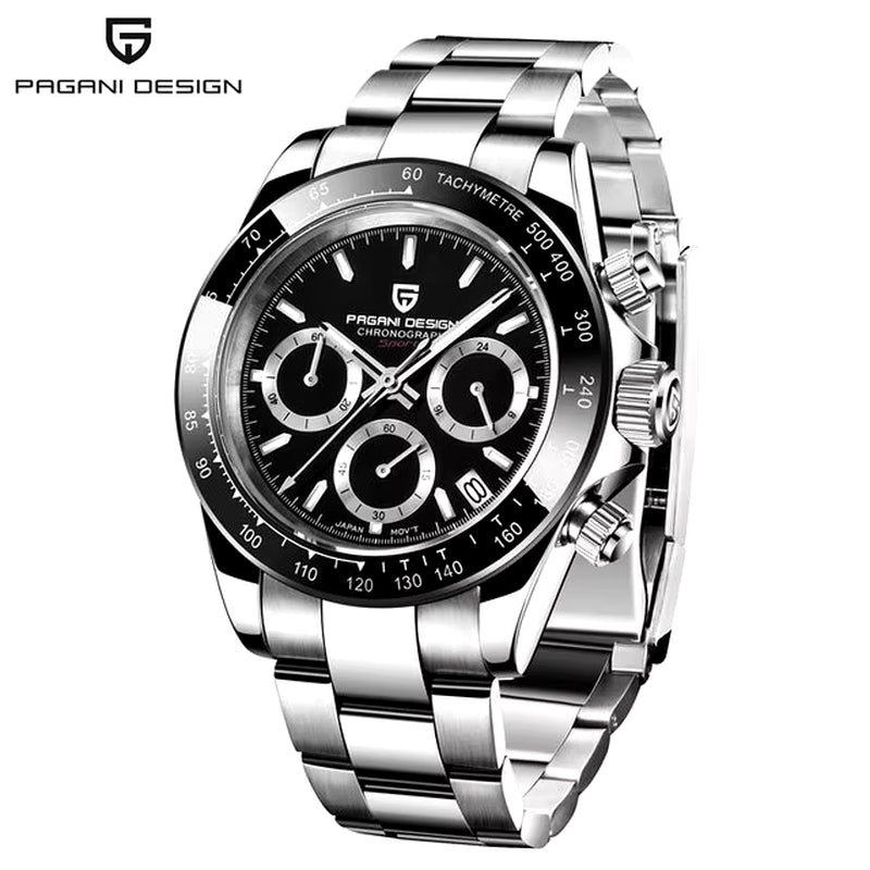 40Mm New V2  Men'S Quartz Watches Sapphire Retro Chronograph Stainless Steel Waterproof Watch Men Relogio Masculino