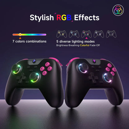 Easysmx X05 Wireless Gamepad Bluetooth Gaming Controller Compatible with Pc/Phone/Switch/ Steam Gamer, RGB Light, Hall Effect