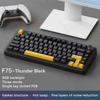 F75 2.4G Wireless/Bluetooth/Wired Gaming Mechanical Keyboard RGB Customized 75% Layout OEM Profile Gasket Structure