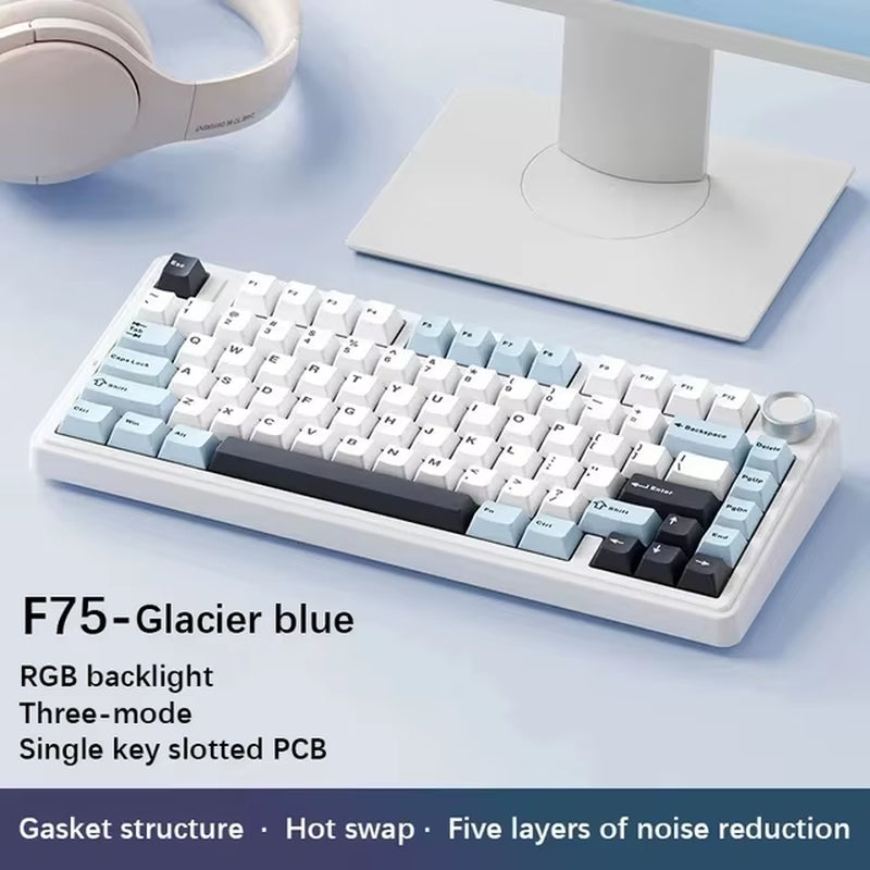 F75 2.4G Wireless/Bluetooth/Wired Gaming Mechanical Keyboard RGB Customized 75% Layout OEM Profile Gasket Structure