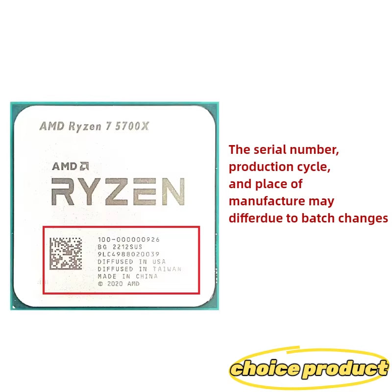 Ryzen 7 R7 5700X 3.4Ghz 8-Core 16-Thread CPU Processor Socket AM4 No Fan