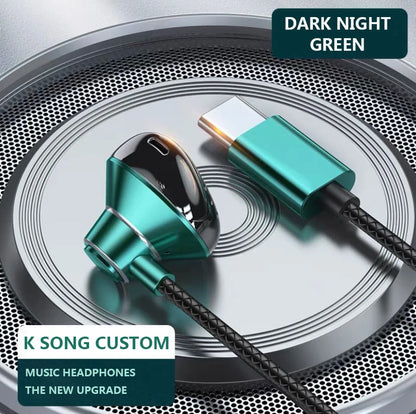 #Type C Headphones Hifi Bass Stereo Volume Control Headset with HD Mic 3.5Mm Wired Earbuds for Iphone15/Samsung Galaxy Earphones