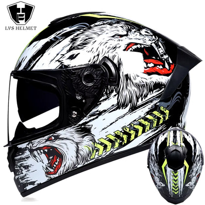 Full Face Racing Helmets Winter Warm Double Visor Motorcycle Helmet Motorbike Sports Helmet