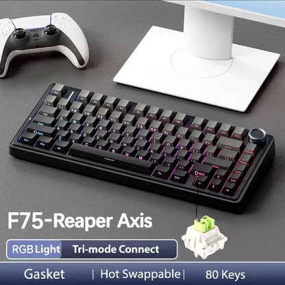 F75 2.4G Wireless/Bluetooth/Wired Gaming Mechanical Keyboard RGB Customized 75% Layout OEM Profile Gasket Structure