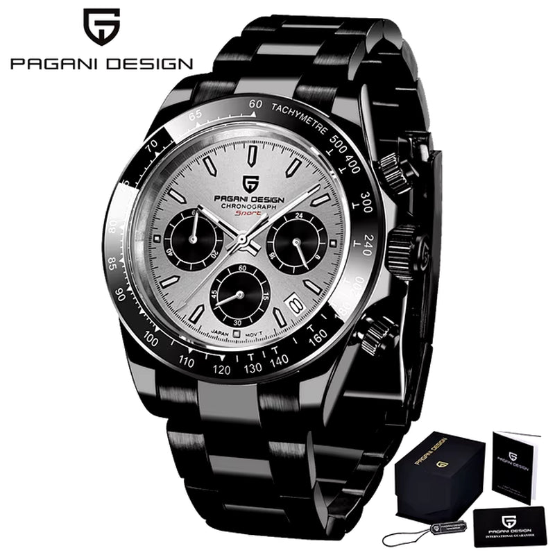 40Mm New V2  Men'S Quartz Watches Sapphire Retro Chronograph Stainless Steel Waterproof Watch Men Relogio Masculino