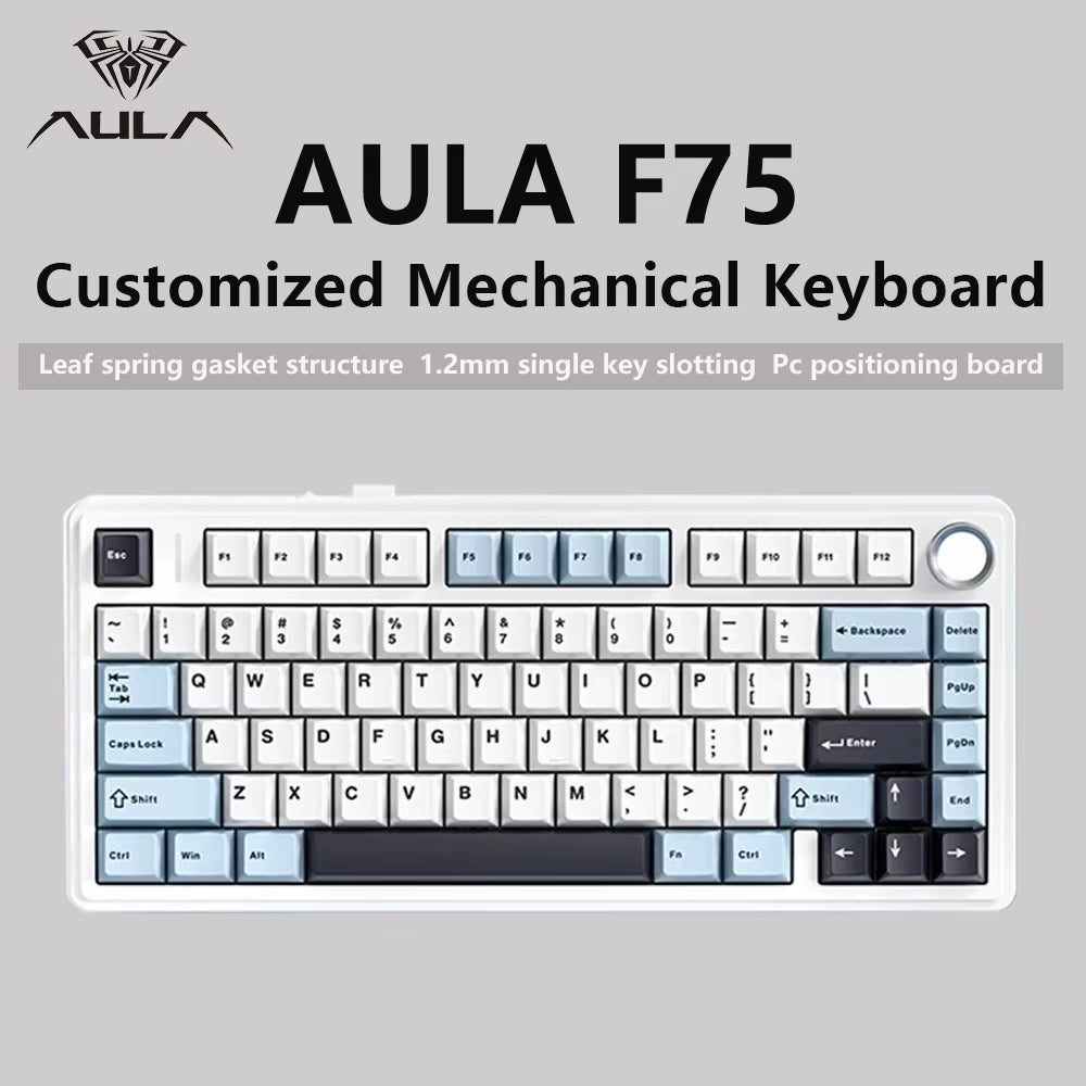 F75 2.4G Wireless/Bluetooth/Wired Gaming Mechanical Keyboard RGB Customized 75% Layout OEM Profile Gasket Structure