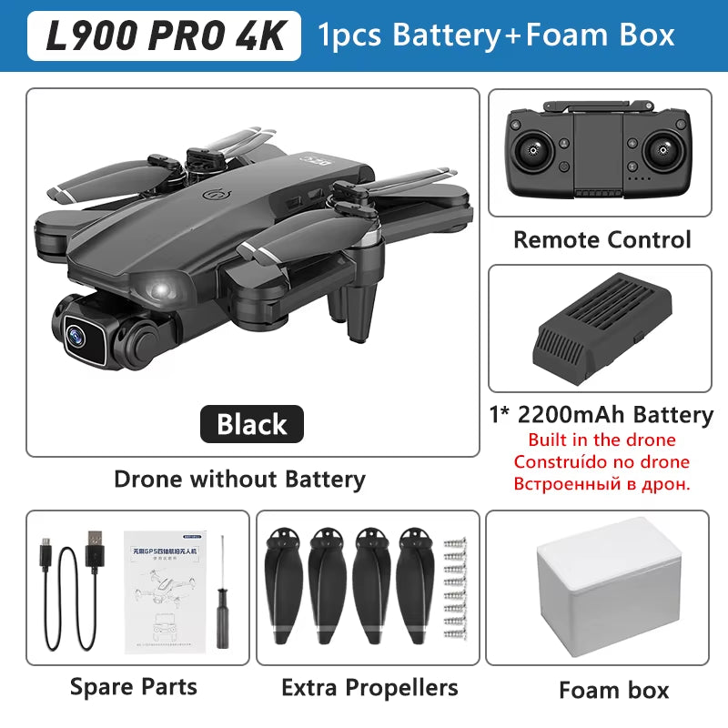 L900 PRO GPS Drone 4K Professional HD Dual Camera 5G WIFI Brushless Motor FPV Quadcopter Foldable Aerial Photography Drone