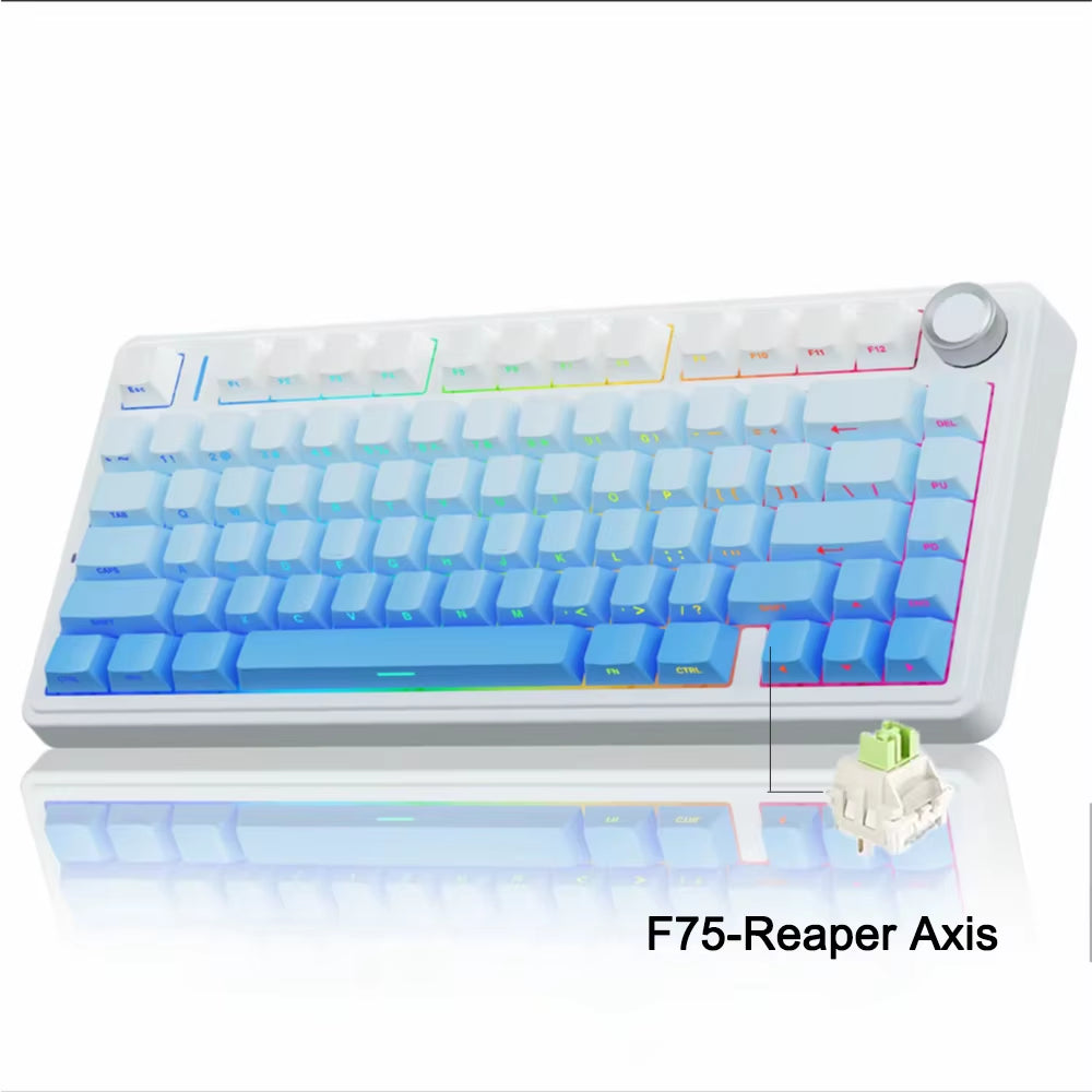 F75 2.4G Wireless/Bluetooth/Wired Gaming Mechanical Keyboard RGB Customized 75% Layout OEM Profile Gasket Structure