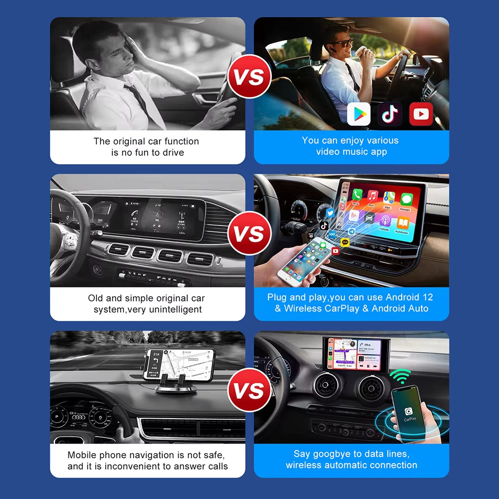 2025 Carplay Smart Ai Box Android Wireless Carplay Android Auto Adapter for Netflix for Youtube Car Intelligent Systems 5Gwifi