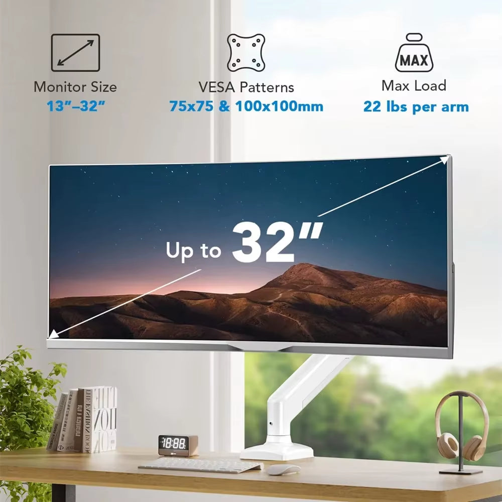 Universal Single Monitor Bracket up to 32 Inches and 19.8 Lbs per Screen Computer Desk Mount Stand Adjustable Computer Bracket